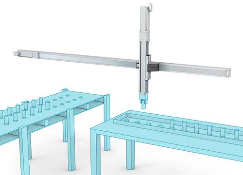High-precision XY table handling with a ball screw drive